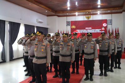 Polres Tabalong Ikuti Upacara Pemuliaan Nilai-Nilai Luhur Tribrata Secara Virtual dari Mabes Polri