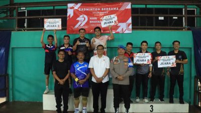 Semangat Sportivitas Warnai Turnamen Badminton Bersama Polres Tabalong dan Instansi Terkait dalam Rangka Hari Bhayangkara ke-79