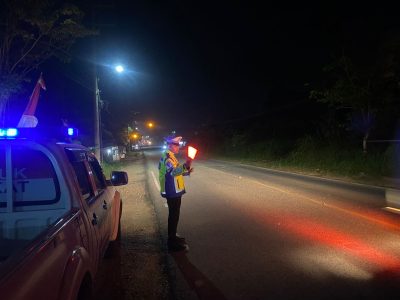 Lampu Biru Polisi Menyala di Malam Tabalong, Wujud Patroli Keselamatan Lalu Lintas