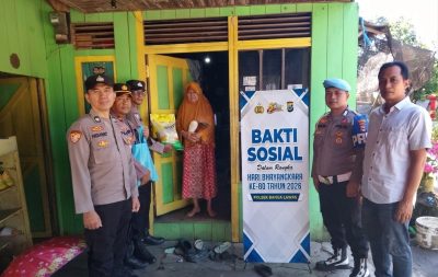 Hut Bhayangkara Ke-80,Polsek Banua Lawas Berikan Bingkisan Sembako