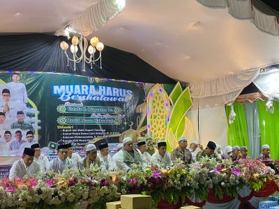 Kapolsek Muara Harus Hadiri ” Muara Harus Bershalawat” dan Penutupan FASI ke-3 Tingkat Kec. Muara Harus