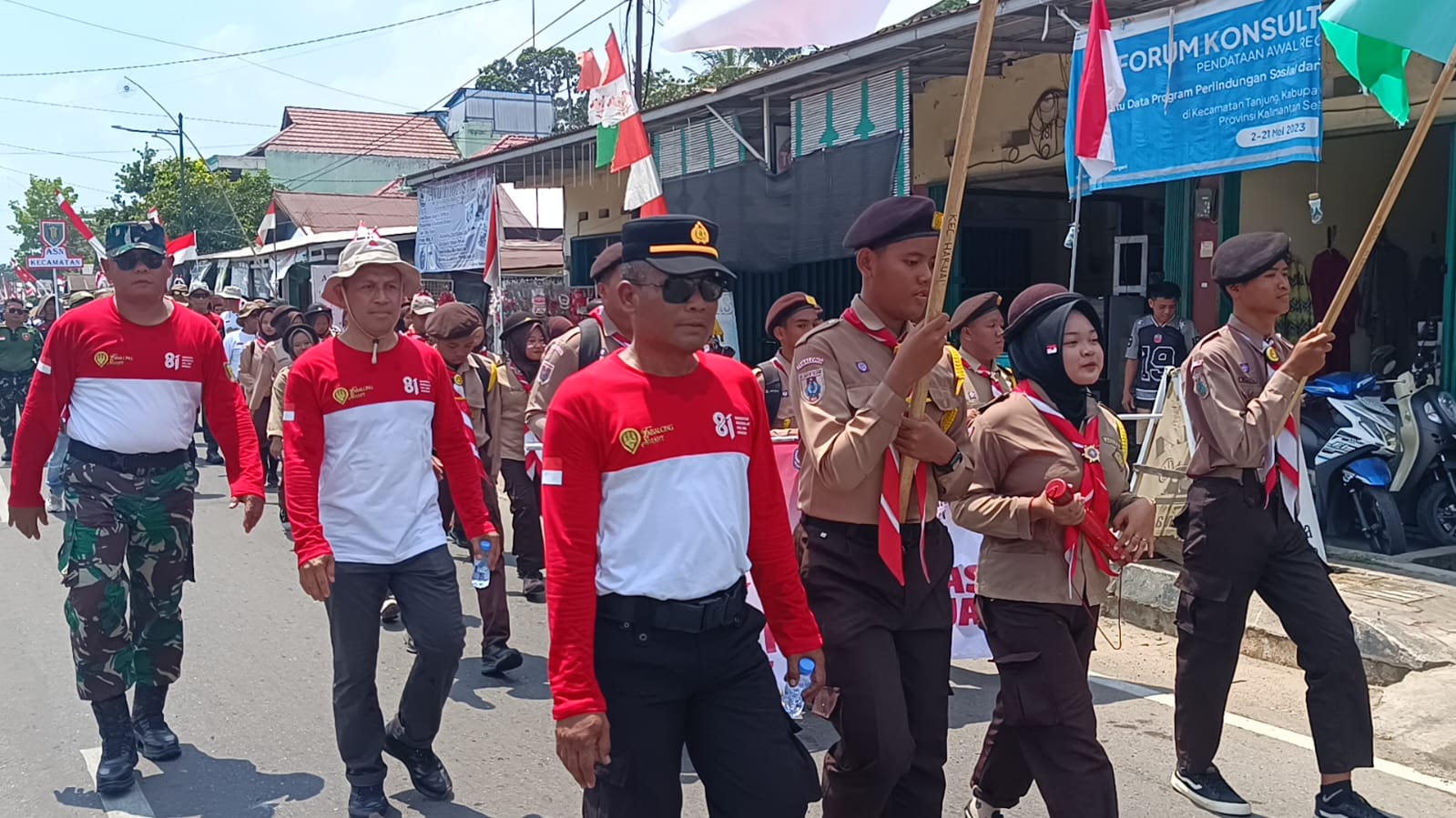 Wujud Nasionalisme, Kapolsek Jaro Hadiri dan Ikuti Rute Napak Tilas Perjuangan HUT RI ke-81